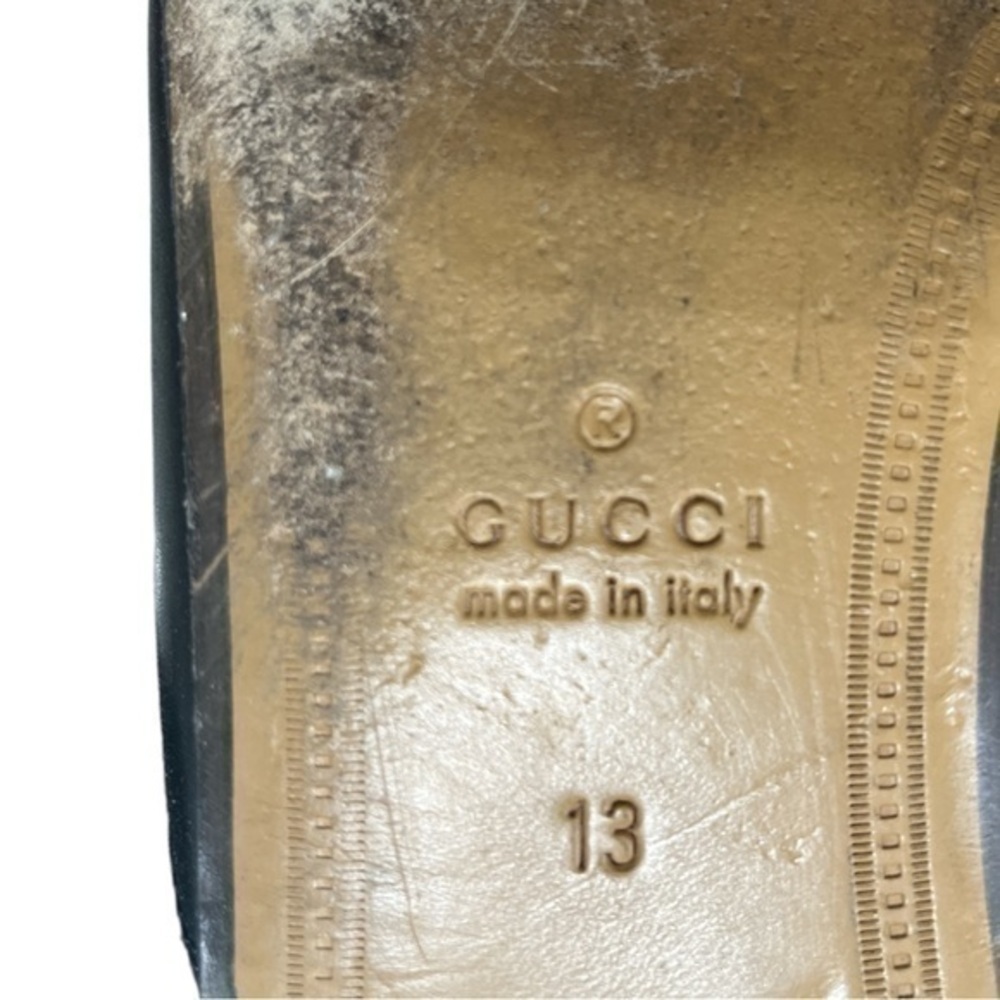 GUCCI Princetown Embroidered Tiger Patch Black Leather Horsebit Loafer Mules 13 - Picture 7 of 9